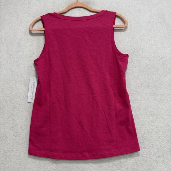 Soft Surroundings Tank Top Womens Small Pink V Neck Cotton Spandex Sleeveless - Picture 6 of 7